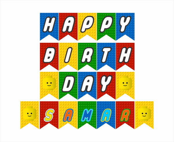 Lego Theme Birthday Party Banner for Decoration