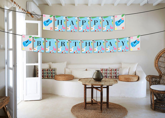 Pool Party Birthday Banner For Decoration