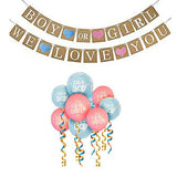 Boy Or Girl We Love You Banner, Its Girl And Its Boy Pink Blue Balloons Baby Shower Decoration