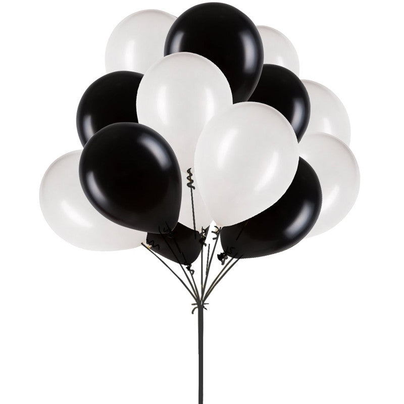 Metallic Balloons 9 Inch Thick White And Black Latex Balloon For Birthday, Anniversary Parties.
