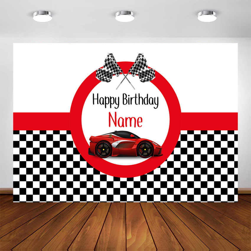 Personalized Racing Car -"Ready Set Go " Birthday Photo Party Backdrop