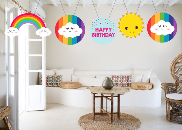 Rainbow Theme Birthday Party Hanging Set for Decoration 