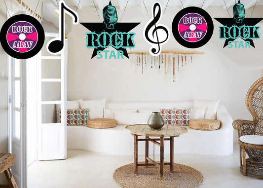 Rockstar Theme Birthday Party Theme Hanging Set for Decoration