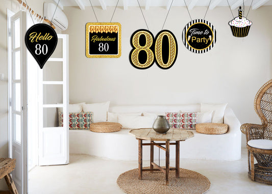 80th Birthday Party Theme Hanging Set for Decoration 