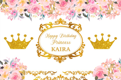 Personalize Princess Birthday Backdrop Banner