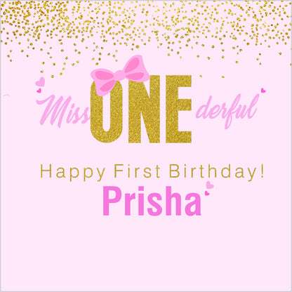 Personalized "One Is Fun"-Girl Birthday Party Backdrop Banner
