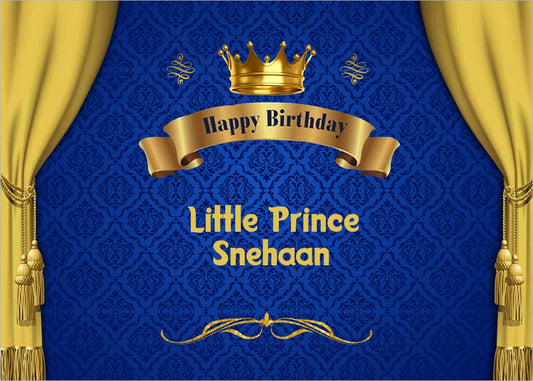 Personalize "Crown Prince" Birthday Party Backdrop Banner