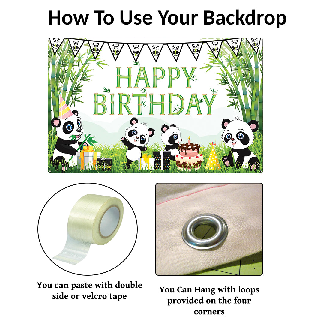 Panda Theme Birthday Party Backdrop