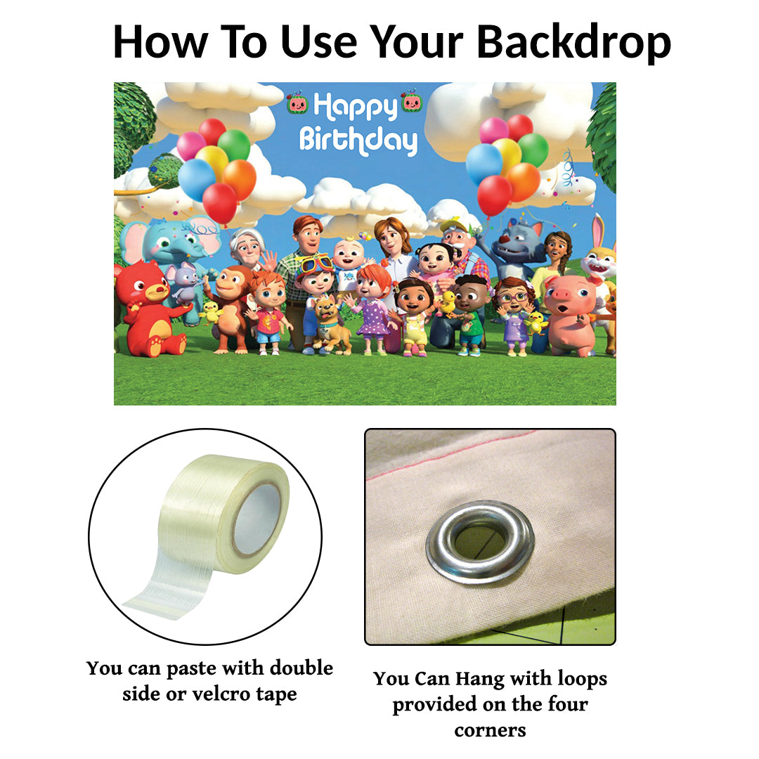 Cocomelon Theme Birthday Party Backdrop