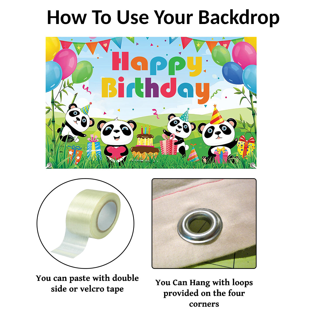 Panda Theme Birthday Party Backdrop