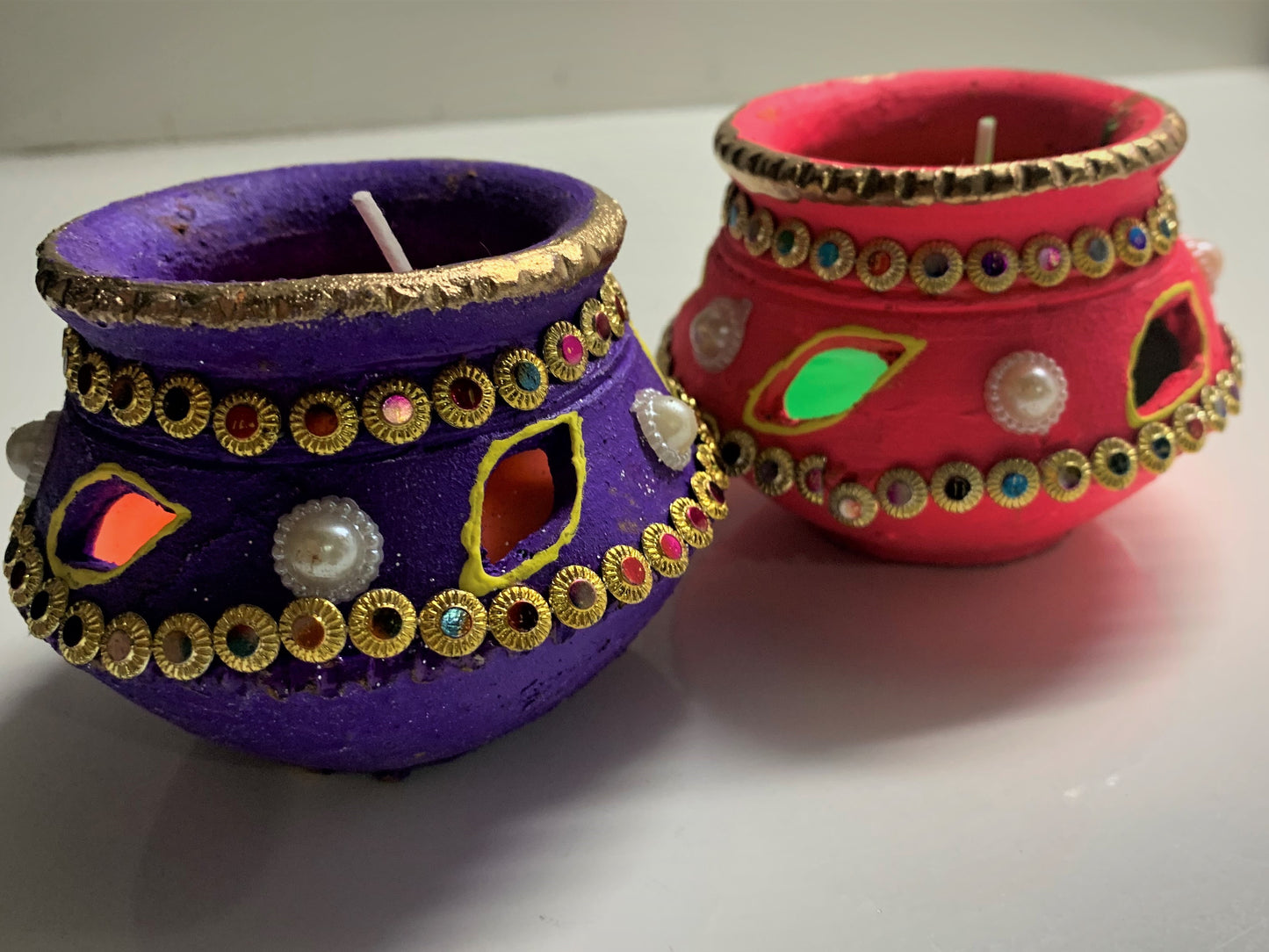 Designer Big Matka  Colourful Earthen Designer Diye