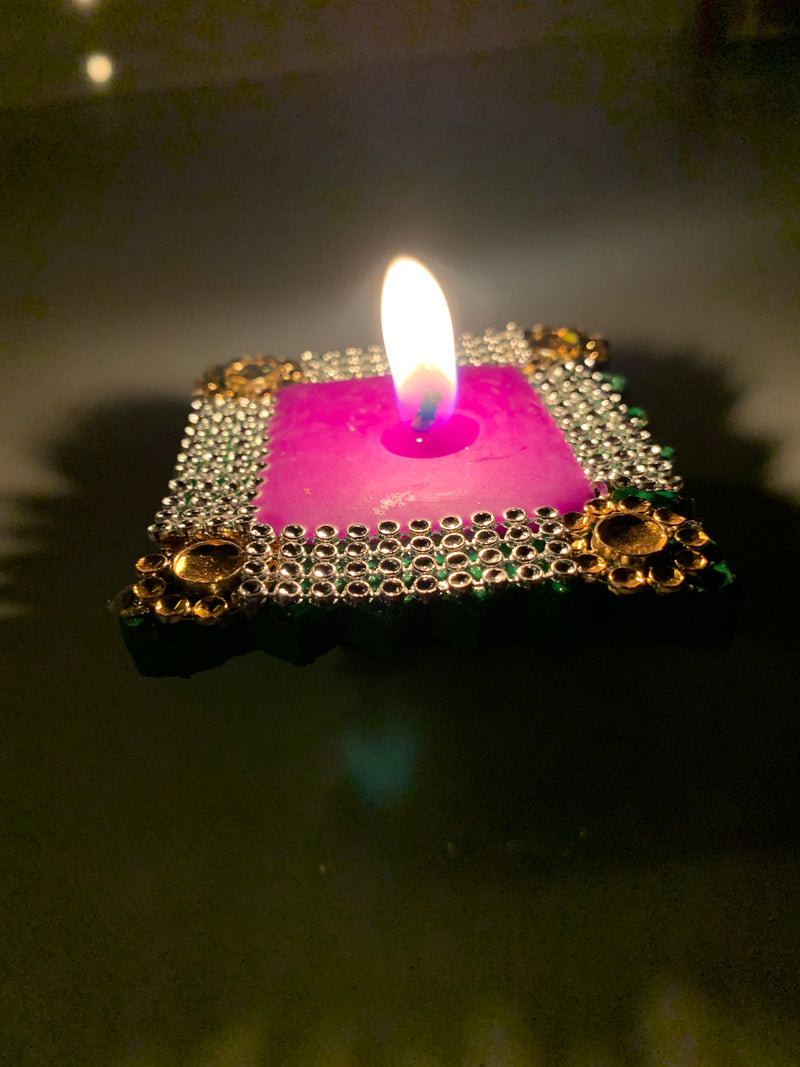 Earthen Designer Diye Decorative Diwali Candle Wax