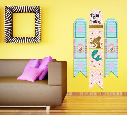 Mermaid Theme Birthday Paper Door Banner for Wall Decoration
