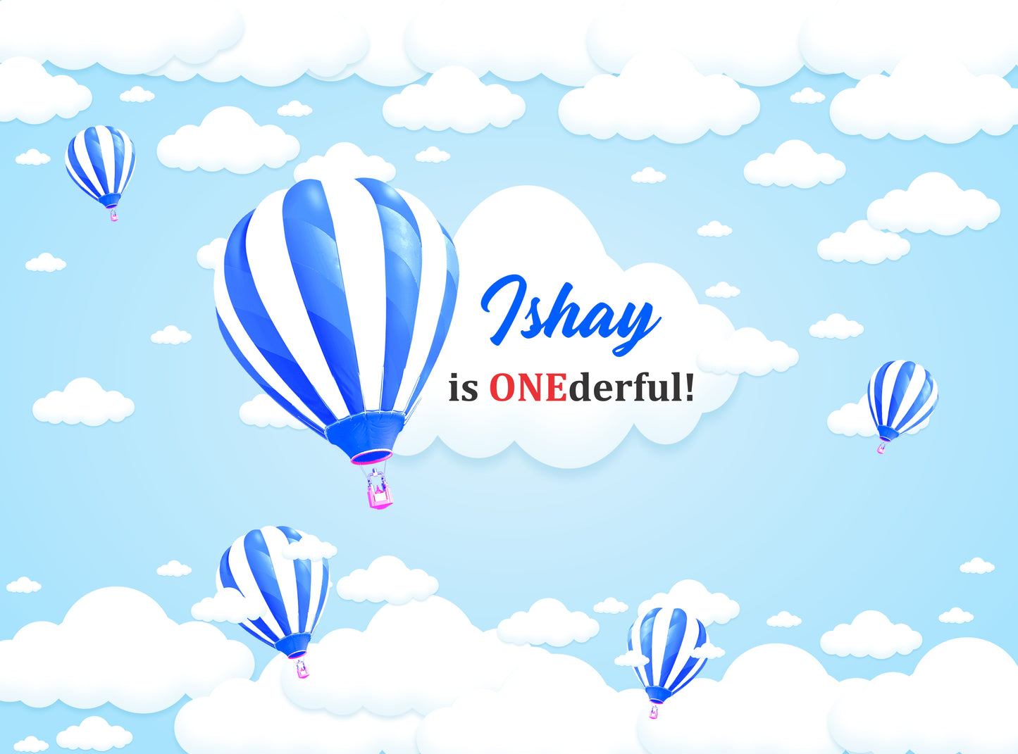 Personalize Hot Air Birthday Backdrop Banner