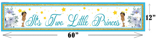 Twin Boys Theme Birthday Long Banner for Decoration