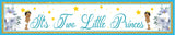 Twin Boys Theme Birthday Long Banner for Decoration