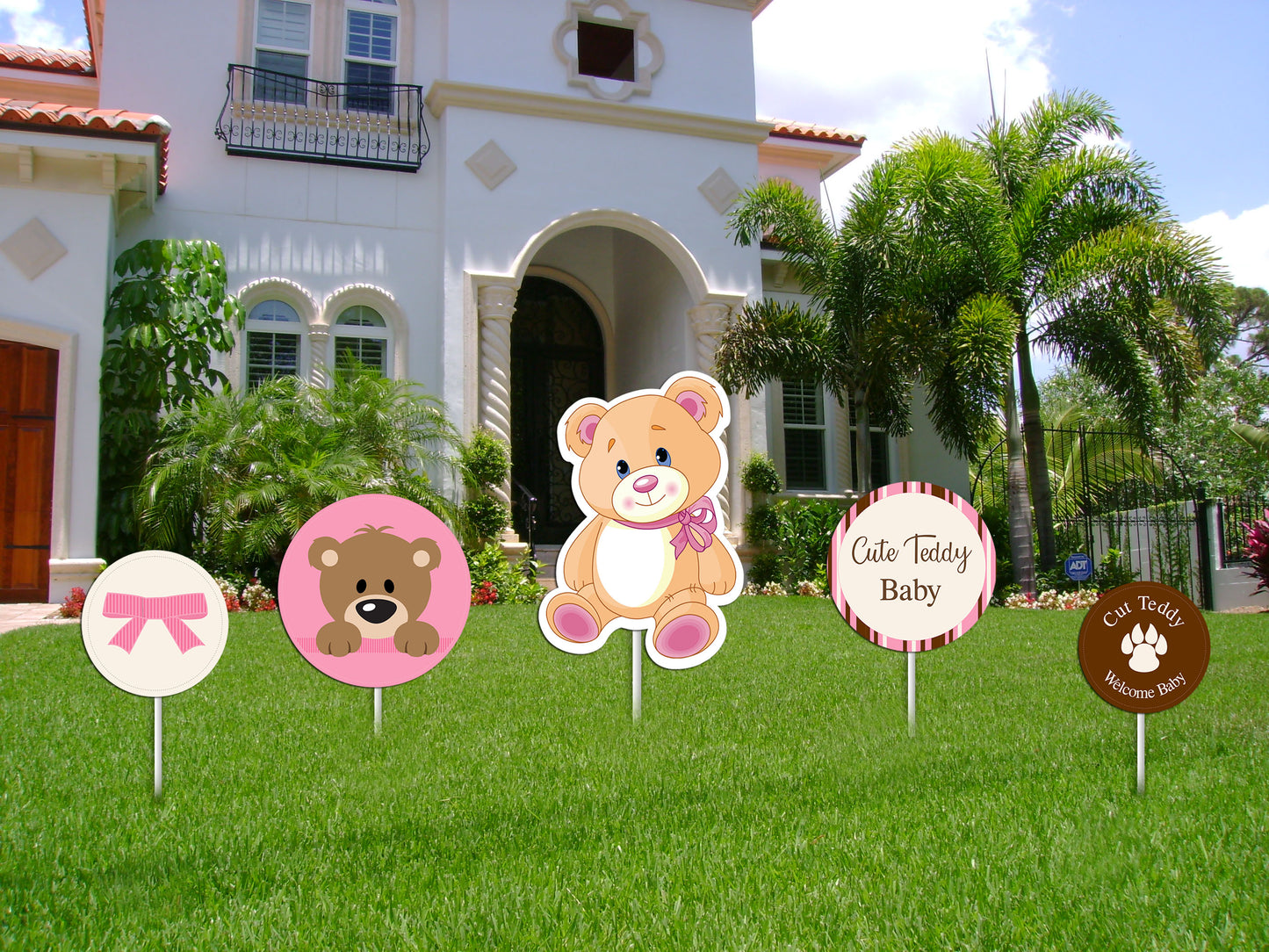 Cute Teddy Theme Welcome Baby Girl Cutouts 