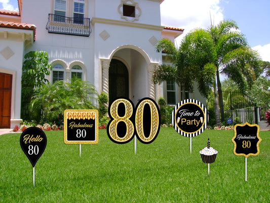 80th Birthday Party Cutouts 