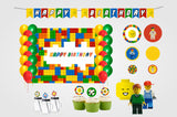 Lego Theme Birthday Party Combo Kit with Backdrop & Decorations