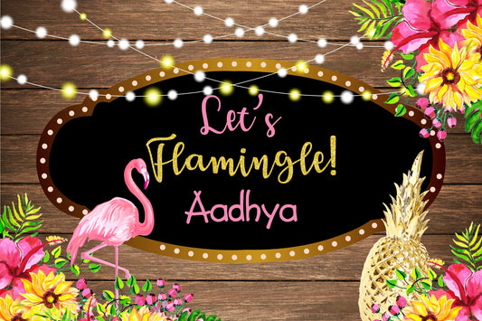 Personalize Flamingo Backdrop Banner