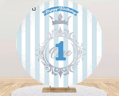 One Is Fun Round First Birthday Party Backdrop / Banner for Boys