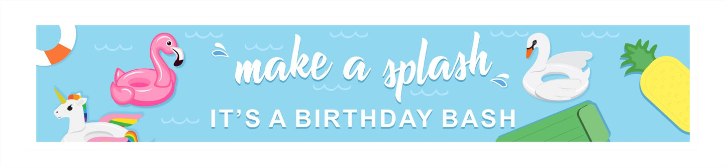 Pool Party Birthday Long Banner for Decoration