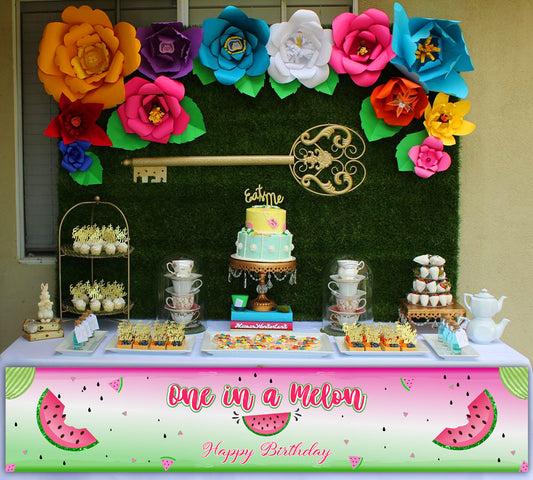One In A Melon Theme Birthday Long Banner for Decoration