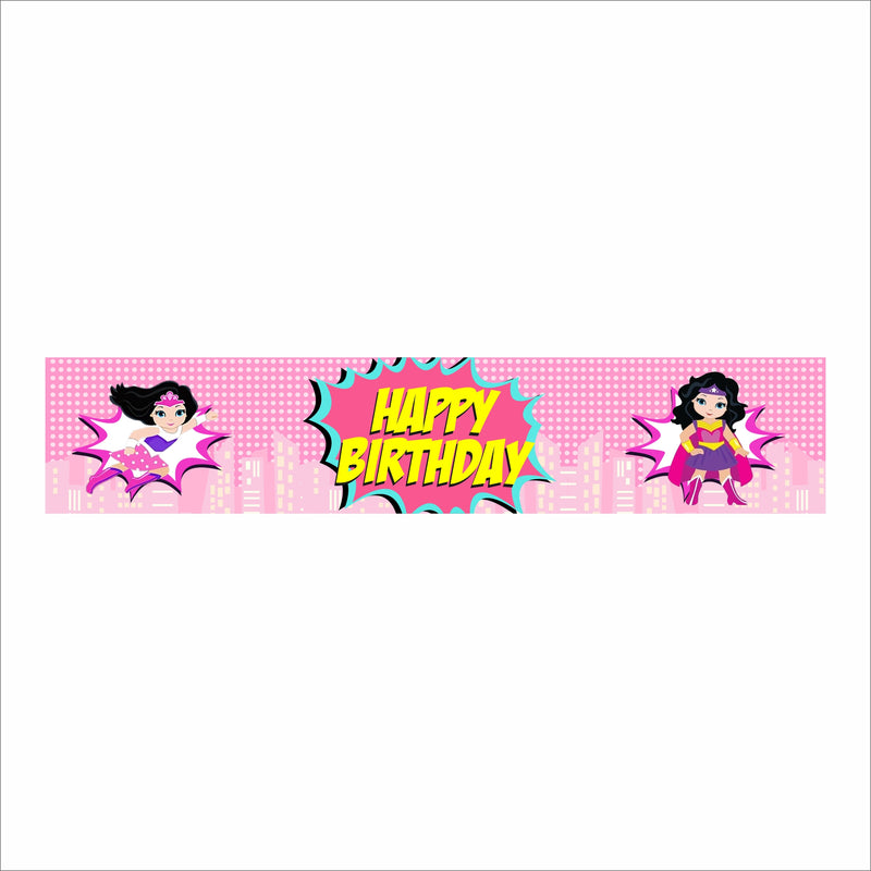 Super Girl Theme Birthday Long Banner for Decoration