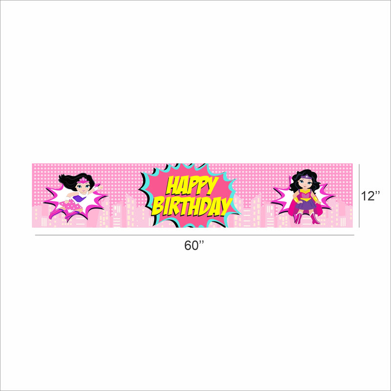 Super Girl Theme Birthday Long Banner for Decoration