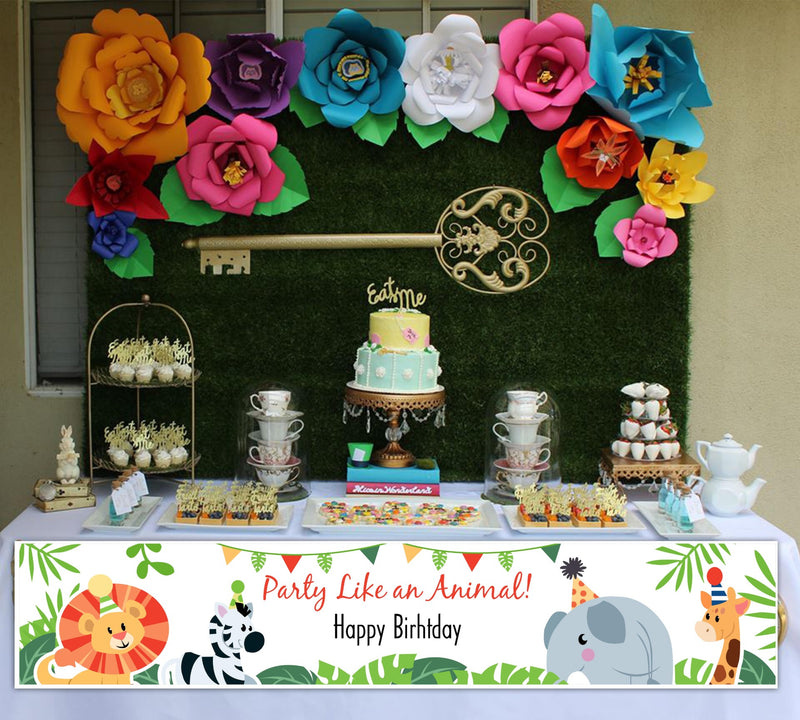 Jungle Theme Birthday Long Banner for Decoration