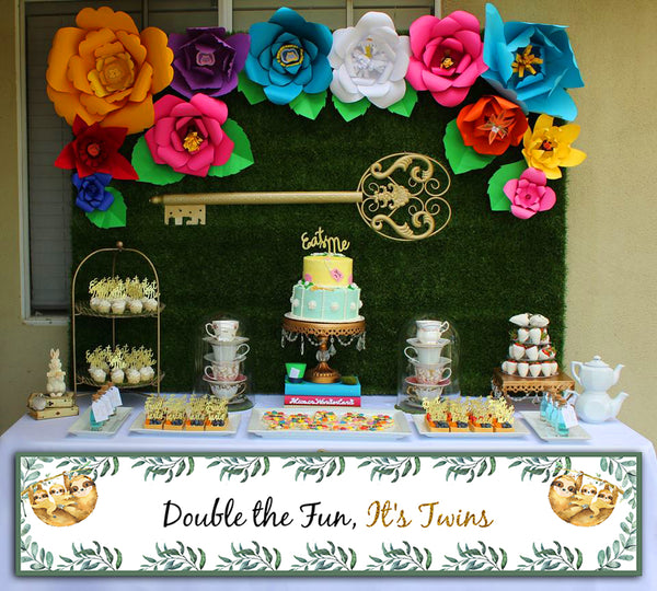 Twins Baby Theme Birthday Long Banner for Decoration