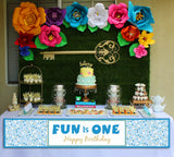 One Is Fun Boys Birthday Party Long Banner for Decoration