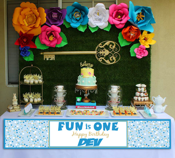 One Is Fun Boys Birthday Party Long Banner for Decoration