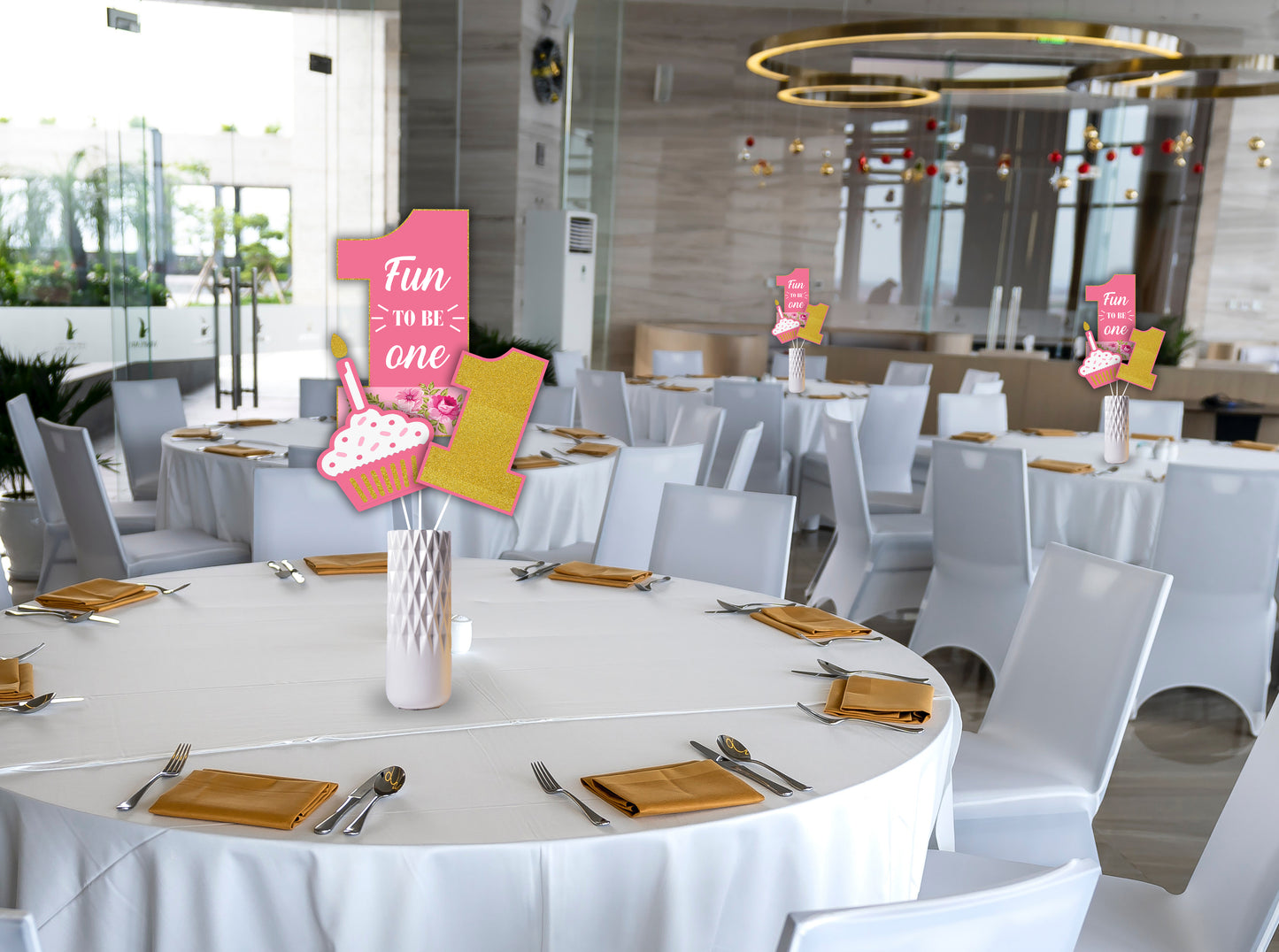 One Is Fun First Birthday Party Table Toppers for Decoration