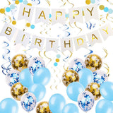 Blue Gold Party Balloons And Decorations Combo Party Kit