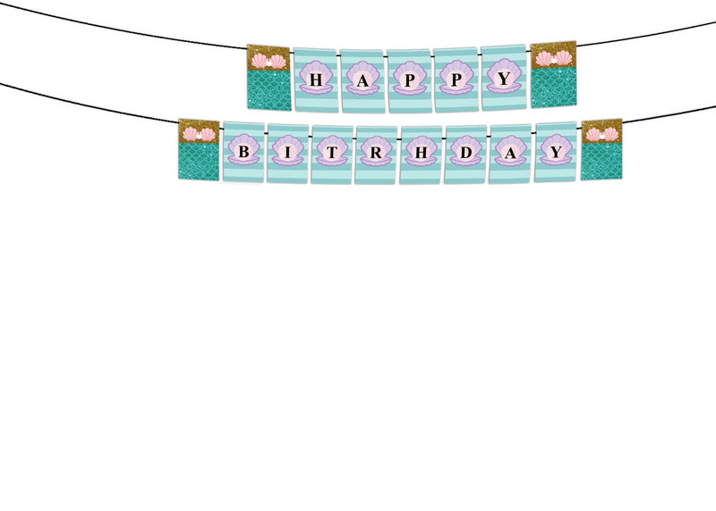 Personalized Mermaid- Girls Banner For Birthday Decoration I Happy Birthday Banner