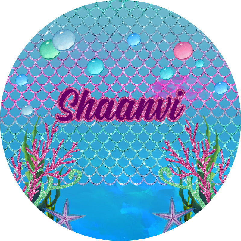 Personalize Round Mermaid Backdrop Banner