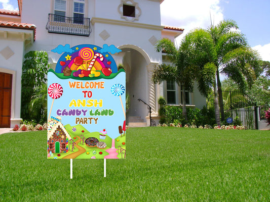 Candy Land Theme Birthday Party Welcome Board