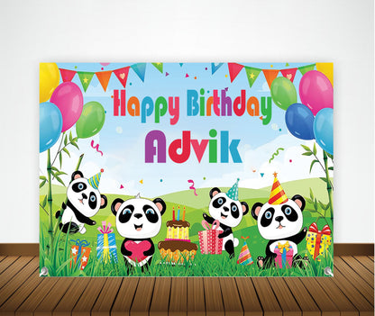 Panda Theme Birthday Party Backdrop