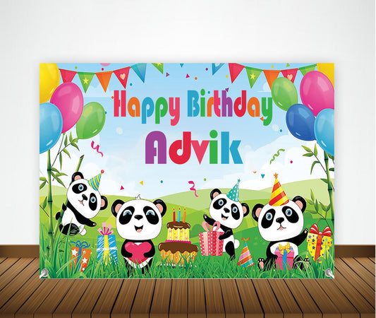 Panda Theme Birthday Party Backdrop