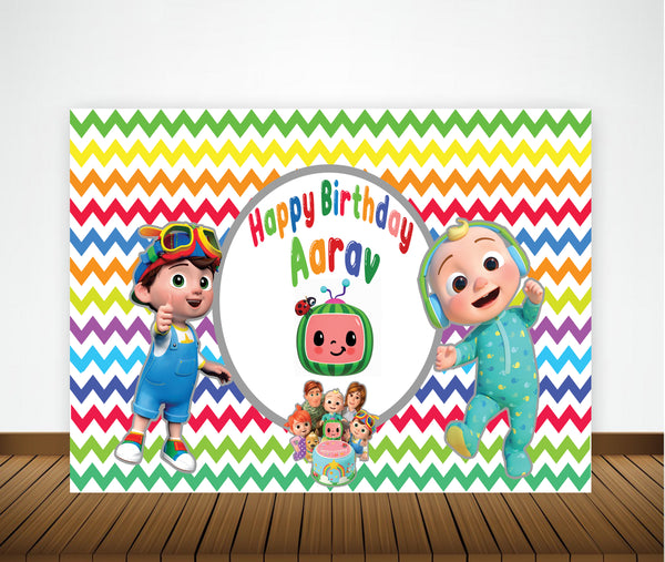 Cocomelon Theme Birthday Party Backdrop