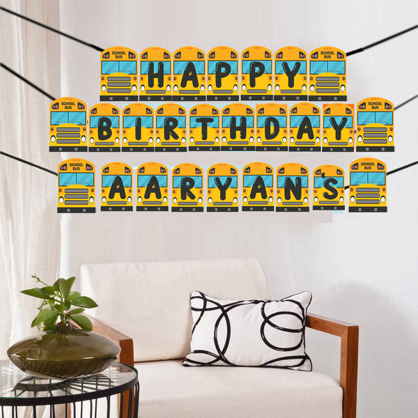 Wheels on the Bus Theme Birthday Party Banner for Decoration