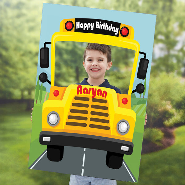 Wheels on the Bus Theme Birthday Party Selfie Photo Booth Frame