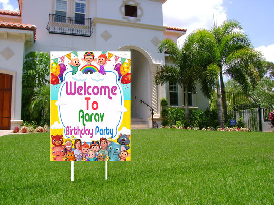 Cocomelon Theme Birthday Party Welcome Board