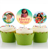 Moana Theme Birthday Party Cupcake Toppers