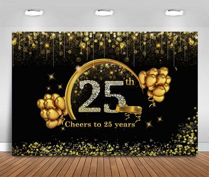 25th Anniversary Party Decoration Kit with Backdrop & Balloons