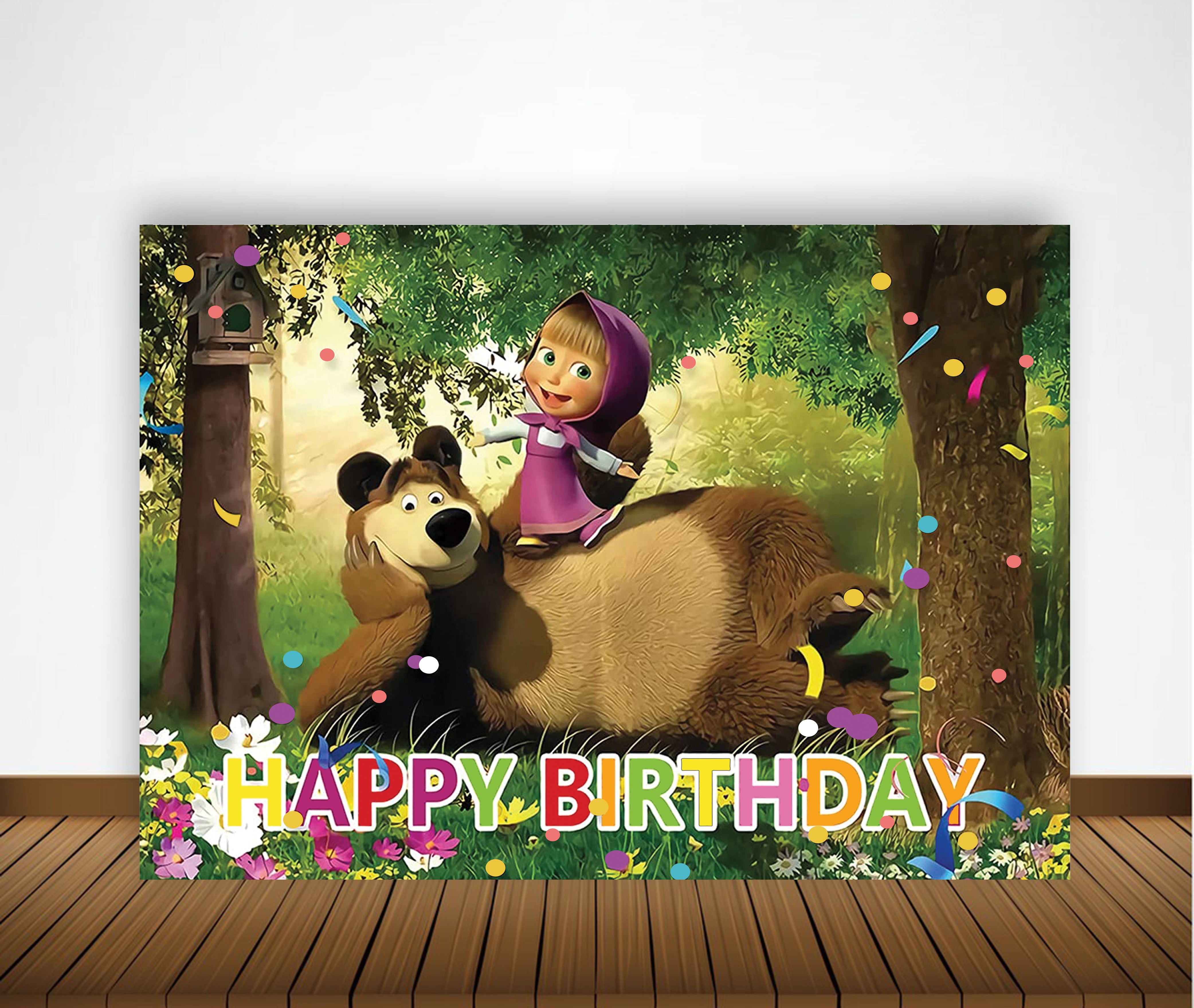 Buy Masha and the Bear Party Decoration Backdrop | Party Supplies ...