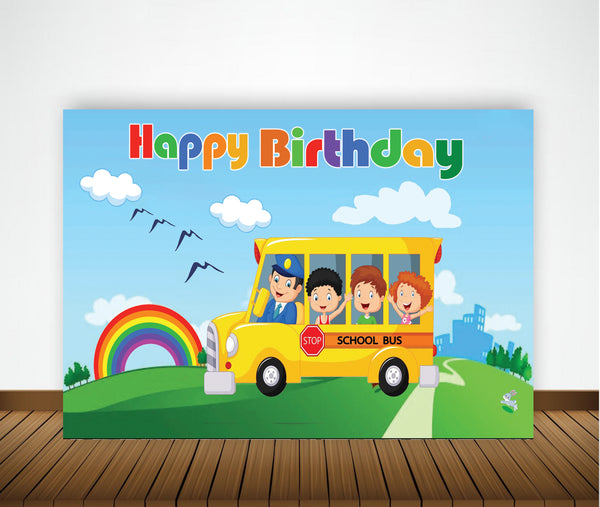 Wheels on the Bus Theme Birthday Party Backdrop