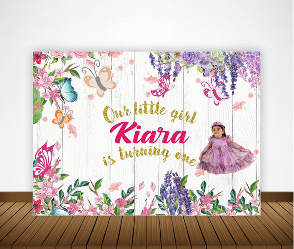 Butterflies & Fairies Theme Birthday Party Backdrop for Decoration