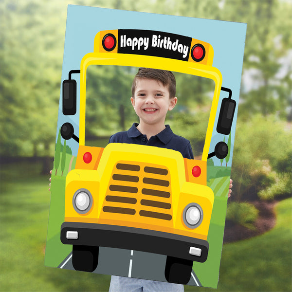 Wheels on the Bus Theme Birthday Party Selfie Photo Booth Frame